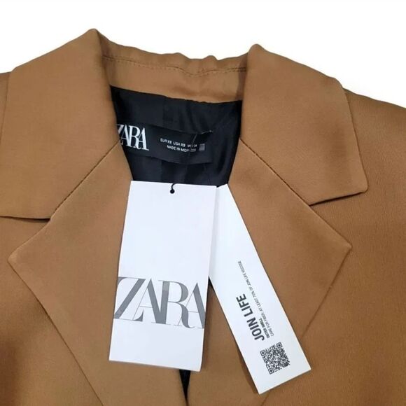 NEW Zara Blazer Jacket and Shorts Suit 2 PC Coord Set in Camel Size XS/Small - Picture 11 of 16